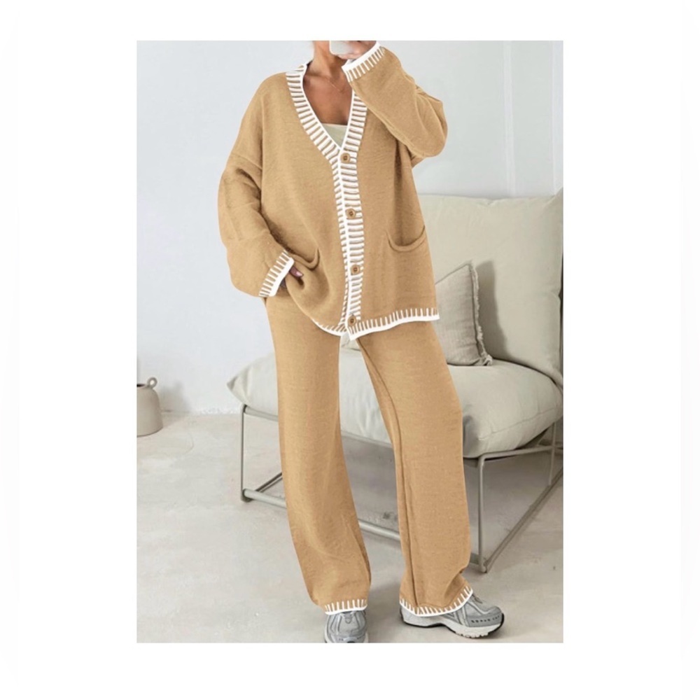 Tan Knit Pants Set - Picture 2 of 3